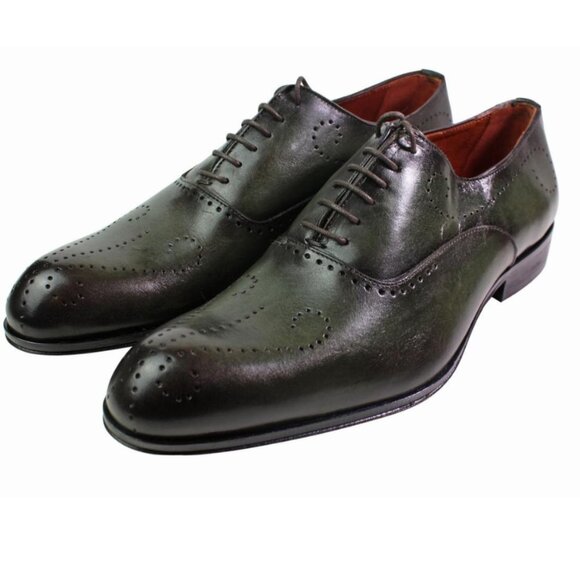 Alberto Italian Green Oxford Leather Shoes For Mens main image 7